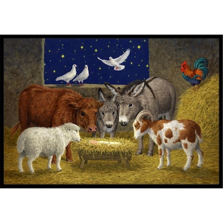 Jensendistributionservices Animals at Crib Nativity Christmas Scene Indoor or Outdoor Mat, 24 x 36 MI2557145